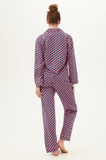 LATTICE GEO WOMEN'S LONG SLEEVE LONG PANT COTTON PJ SET in MULTI additional image 1