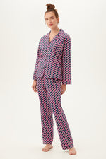 LATTICE GEO WOMEN'S LONG SLEEVE LONG PANT COTTON PJ SET in MULTI additional image 4