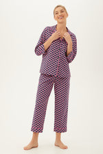 LATTICE GEO WOMEN'S 3/4-SLEEVE CROPPED PANT COTTON PJ SET in MULTI additional image 3