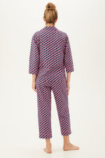 LATTICE GEO WOMEN'S 3/4-SLEEVE CROPPED PANT COTTON PJ SET in MULTI additional image 1