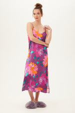 EVENING BLOOM WOMEN'S LONG SILK CHEMISE NIGHTGOWN in MULTI