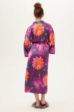 EVENING BLOOM WOMEN'S LONG SLEEVE SILK ROBE in MULTI additional image 1