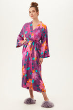 EVENING BLOOM WOMEN'S LONG SLEEVE SILK ROBE in MULTI additional image 2