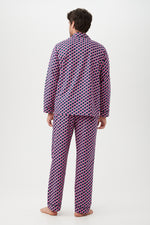 LATTICE GEO MEN'S LONG SLEEVE LONG PANT COTTON PJ SET in MULTI additional image 1