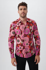 AARON LONG SLEEVE SHIRT in RUQA RED MULTI