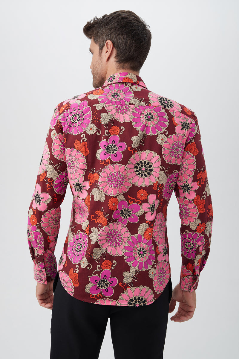 AARON LONG SLEEVE SHIRT in RUQA RED MULTI additional image 1