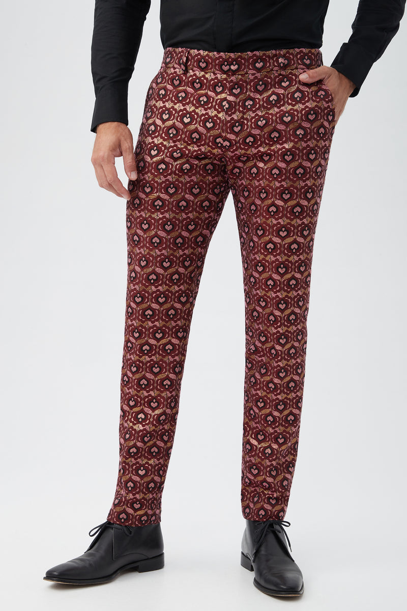 CLYDE SLIM TROUSER in RUQA RED MULTI