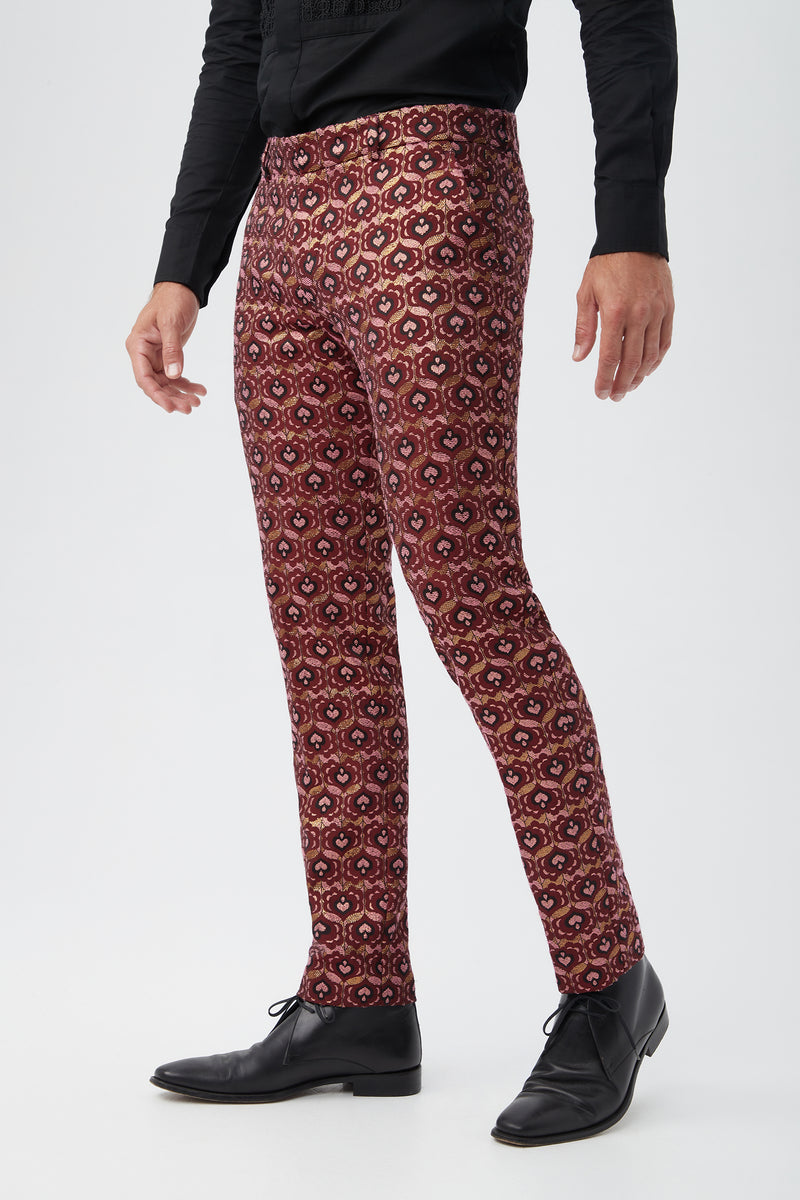CLYDE SLIM TROUSER in RUQA RED MULTI additional image 4