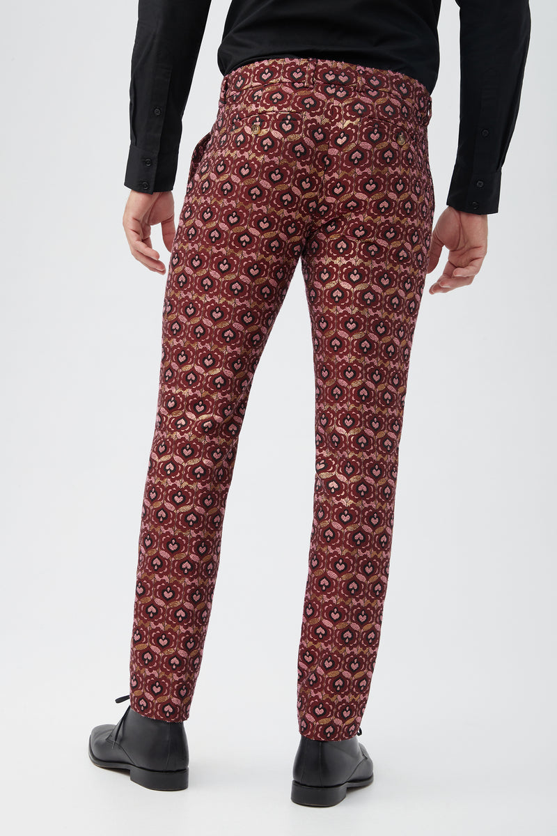CLYDE SLIM TROUSER in RUQA RED MULTI additional image 1