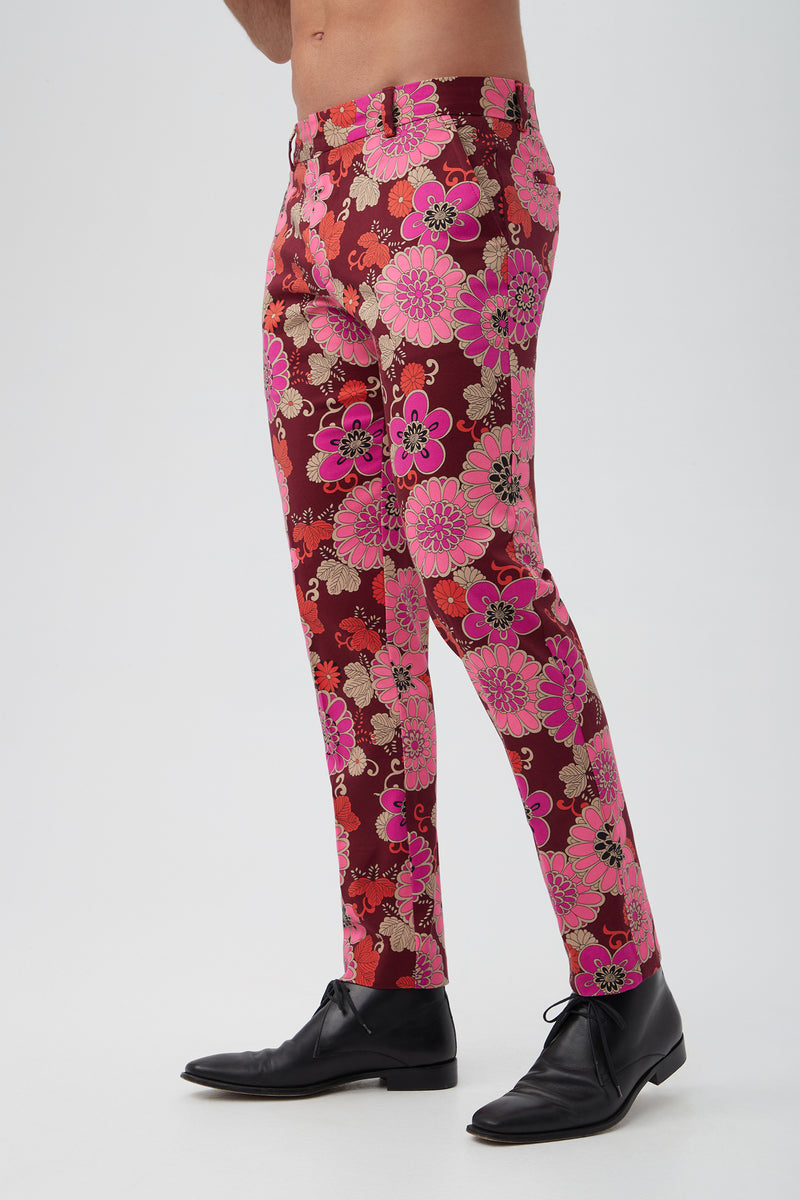 CLYDE SLIM TROUSER in RUQA RED MULTI additional image 3
