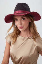 TT OMBRE FELT FEDORA in BURGUNDY