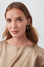 KJL LARGE BLACK/GOLD ENAMEL BOW EARRINGS in BLACK additional image 1