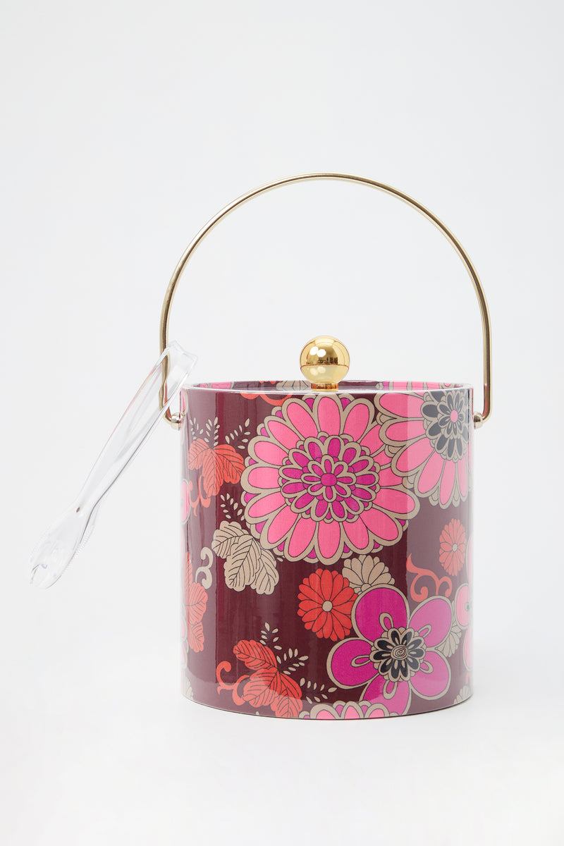 TRINA TURK SIGNATURE PRINT ICE BUCKET WITH TONGS in TRINA TURK SIGNATURE PRINT ICE BUCKET WITH TONGS
