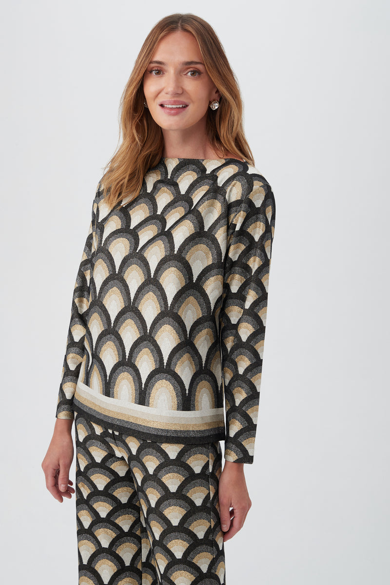 MINATO METALLIC KNIT LONG-SLEEVE TOP in MULTI additional image 3