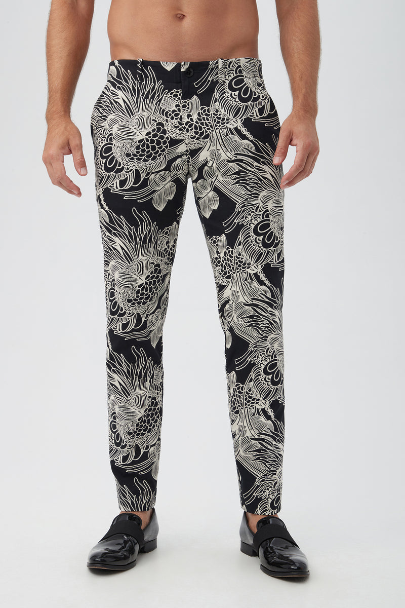 ALEX SLIM TROUSER in BLACK/WHITE