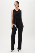 MOMO FRINGE JUMPSUIT in BLACK