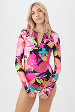 SOLAR FLORAL HALF ZIP LONG SLEEVE PADDLESUIT in MULTI additional image 5