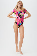 SOLAR FLORAL OFF THE SHOULDER RUFFLE ONE PIECE SWIMSUIT in MULTI additional image 4