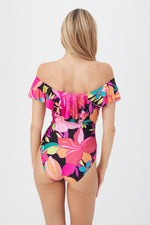 SOLAR FLORAL OFF THE SHOULDER RUFFLE ONE PIECE SWIMSUIT in MULTI additional image 1
