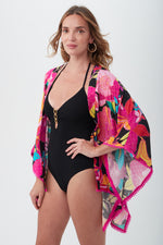 SOLAR FLORAL KIMONO SWIM COVER-UP in MULTI additional image 3