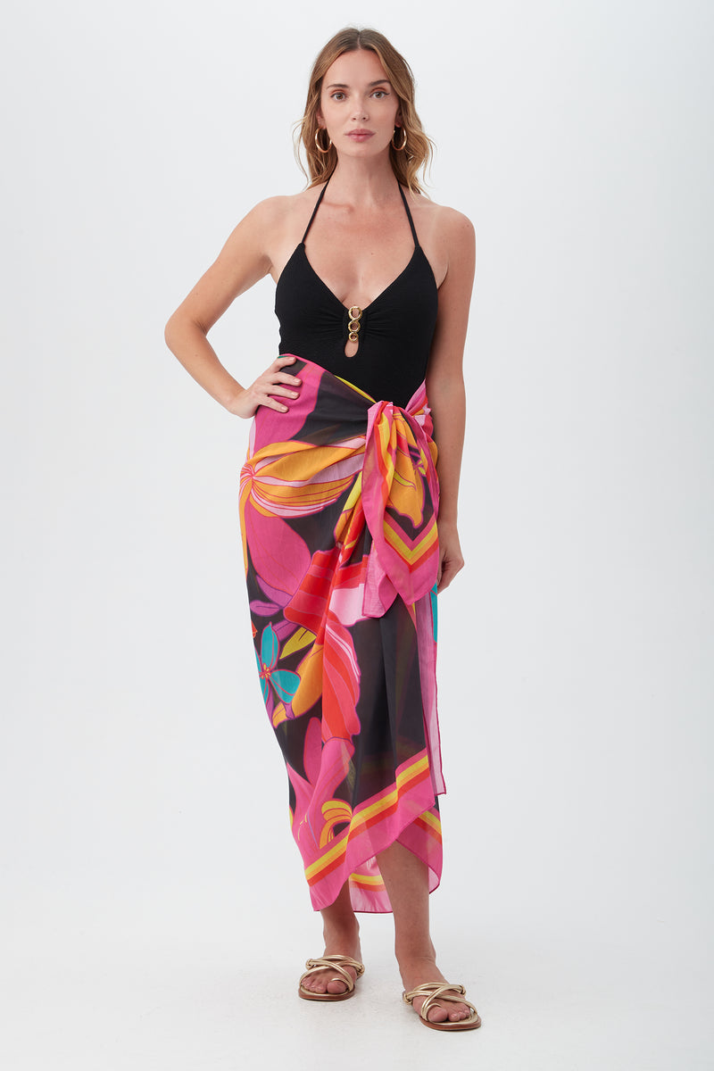 SOLAR FLORAL SWIM COVER-UP PAREO in MULTI additional image 3
