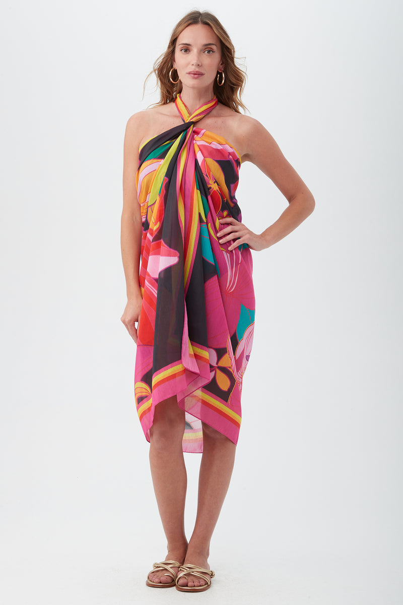 SOLAR FLORAL SWIM COVER-UP PAREO in MULTI additional image 1