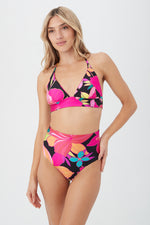 SOLAR FLORAL REVERSIBLE HALTER SWIM TOP in MULTI