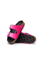 WOMEN'S ARIZONA BRIGHT PINK VELVET SLIDE SANDAL in BRIGHT PINK