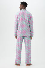 DOG WALK MEN'S LONG SLEEVE LONG PANT JERSEY PJ SET in PURPLE additional image 1