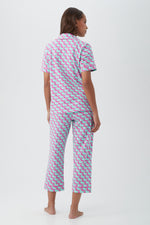 DOG WALK WOMEN'S SHORT SLEEVE CROPPED PANT JERSEY PJ SET in PURPLE additional image 1