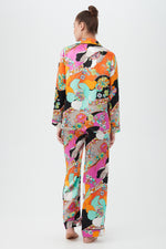 SKIPPER SWIRL WOMEN'S LONG SLEEVE LONG PANT SILK PJ SET in MULTI additional image 1