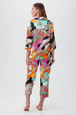 SKIPPER SWIRL WOMEN'S 3/4-SLEEVE CROPPED PANT SILK PJ SET in MULTI additional image 1