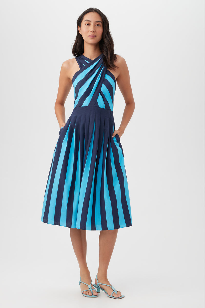 LUSEE DRESS in BELOW DECK BLUE/INDIGO additional image 4