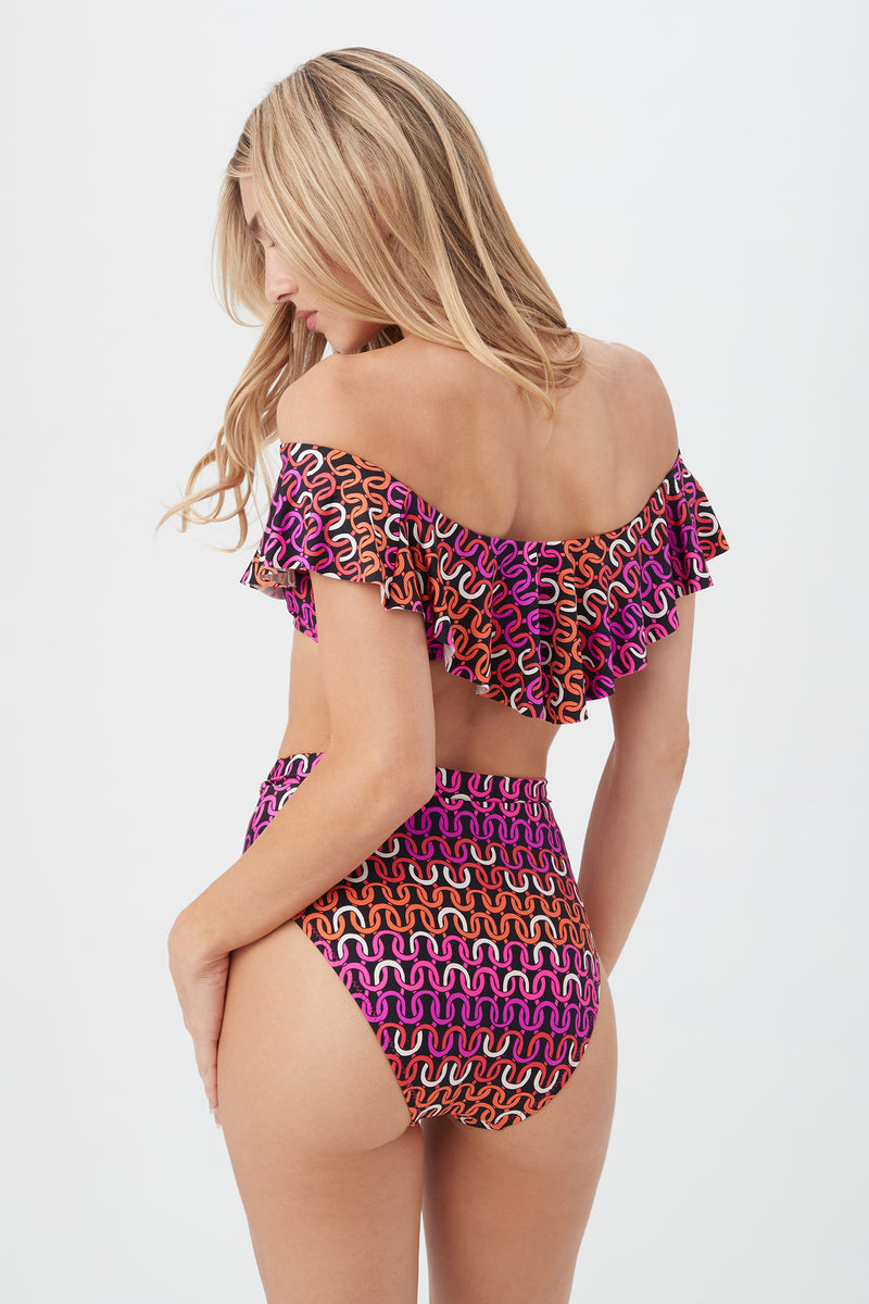 ECHO OFF THE SHOULDER RUFFLE BANDEAU TOP in MULTI additional image 1