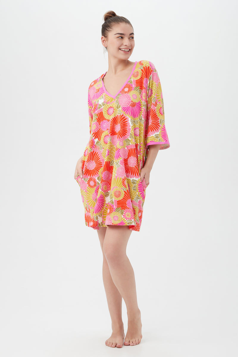 WARM SAND BOTANICAL CAFTAN in MULTI