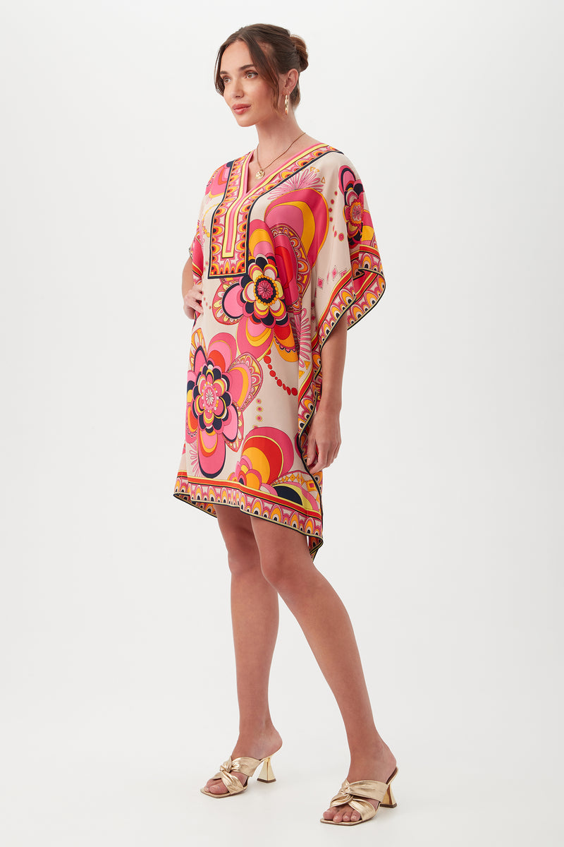 THEODORA CAFTAN DRESS in FLAWLESS BEIGE MULTI additional image 6