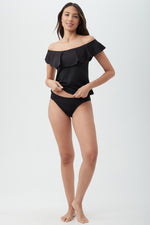 MONACO OFF THE SHOULDER RUFFLE TANKINI in BLACK additional image 2