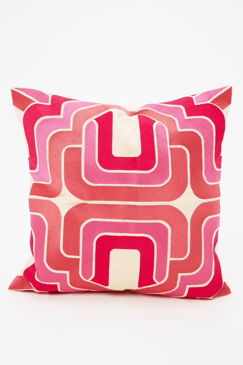 OGEE PINK EMBROIDERED DOWN PILLOW in PINK