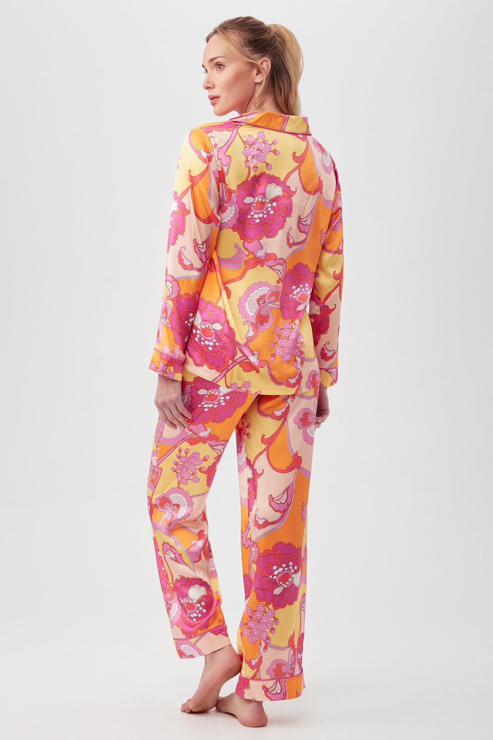 Apache Bloom Women's Long Sleeve Long Pant Silk PJ Set