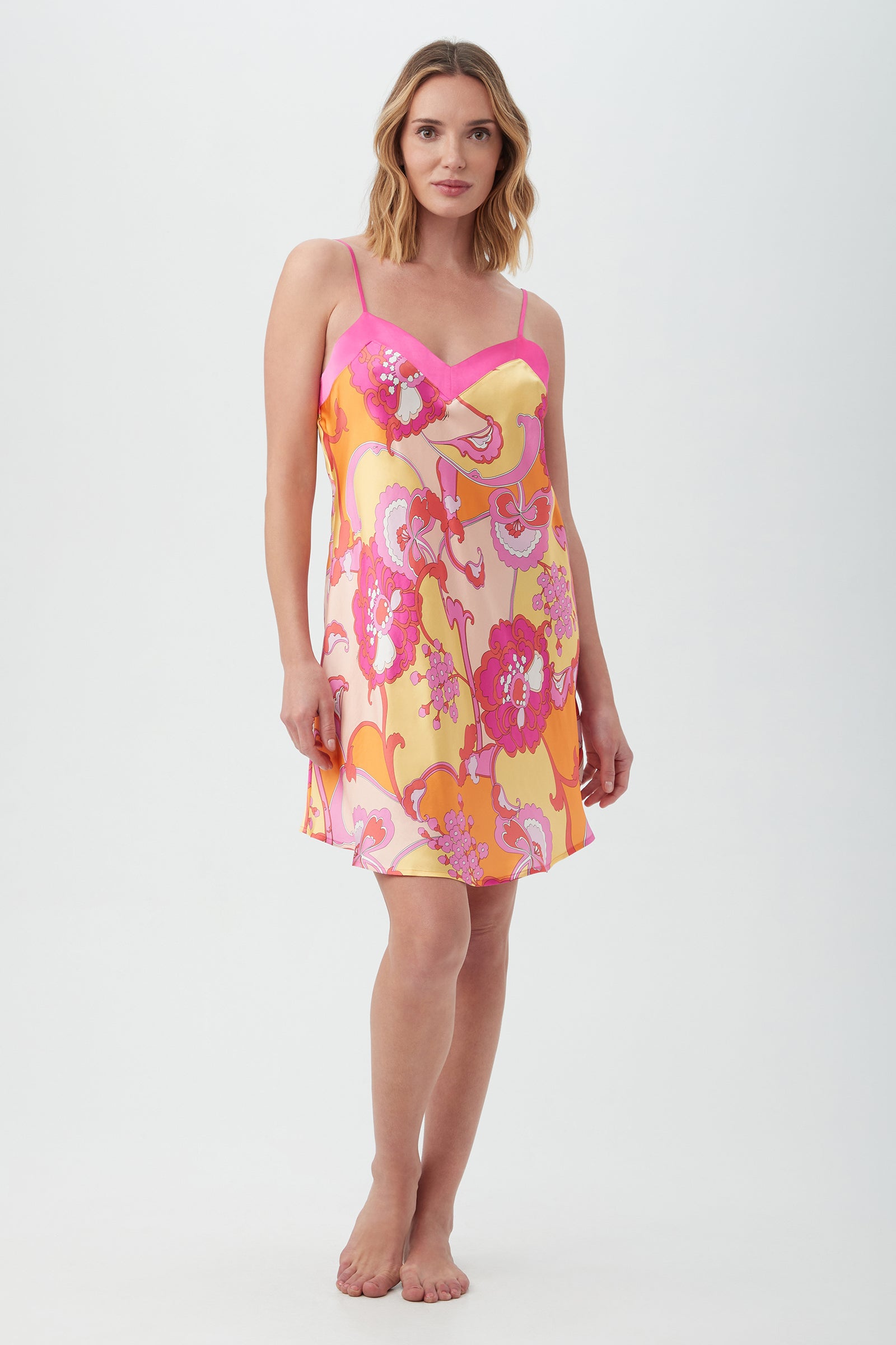 Apache Bloom Women's Short Silk Chemise Nightgown