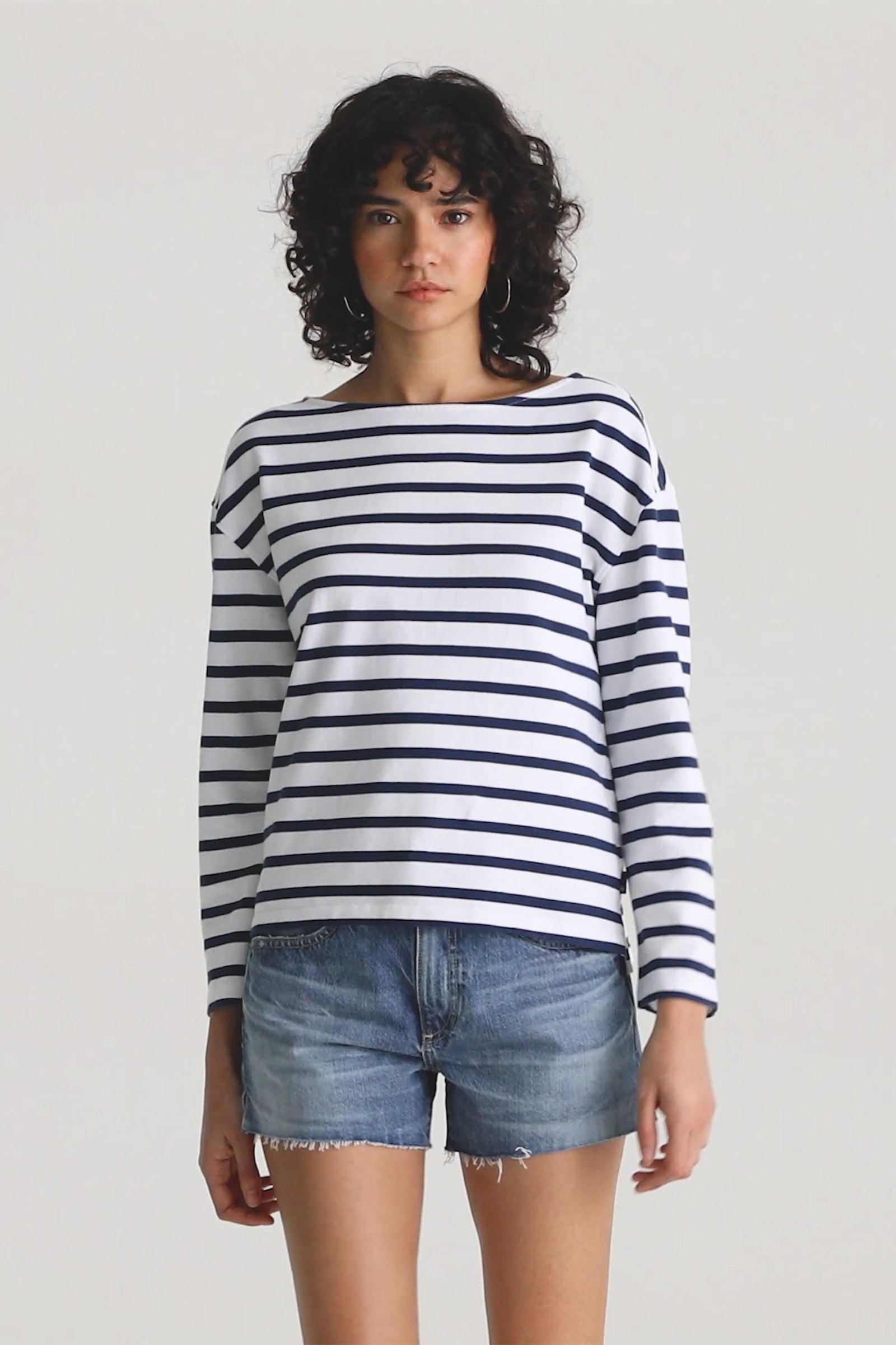 AG Women's Annie Striped Long Sleeve Top