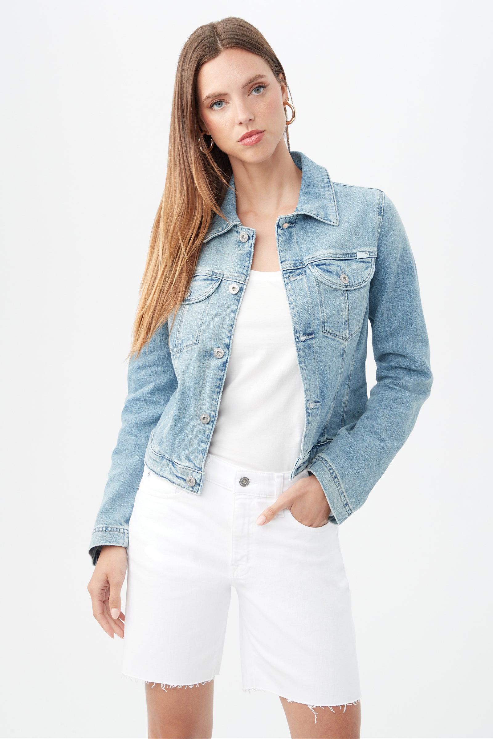 AG Women's Alamo Light Blue Denim Jacket - decent-life