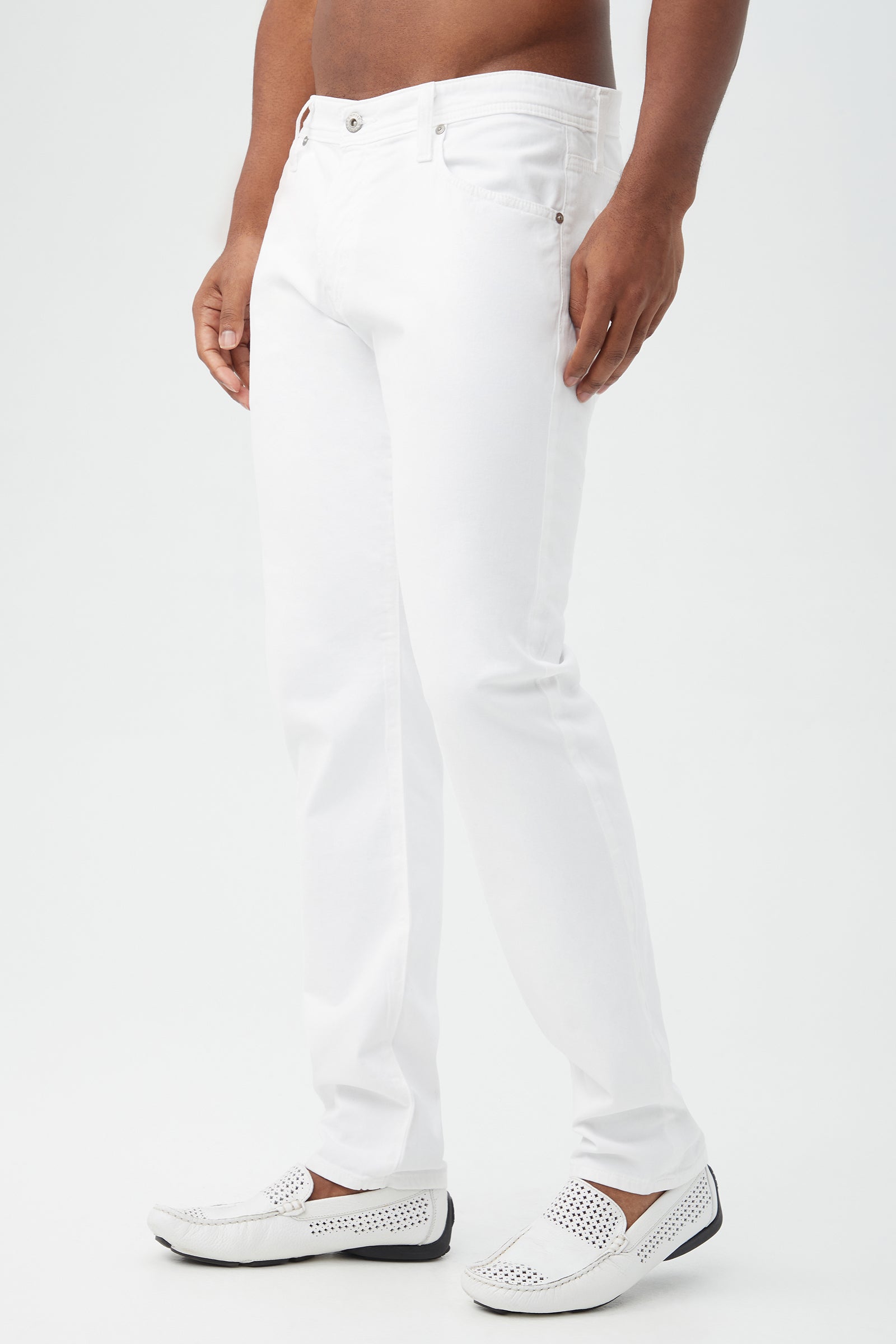 AG Men's Tellis White Sueded Slim Jean