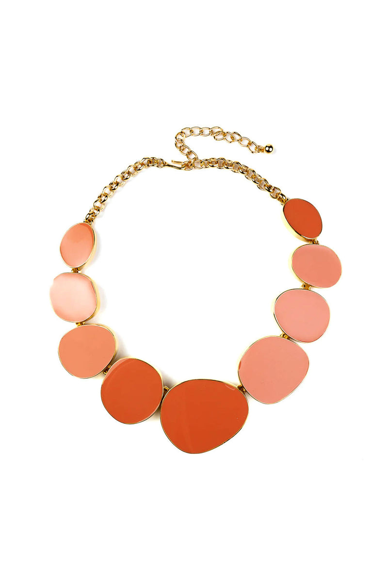 KJL FLAT CORAL AND GOLD COLLAR NECKLACE in CORAL