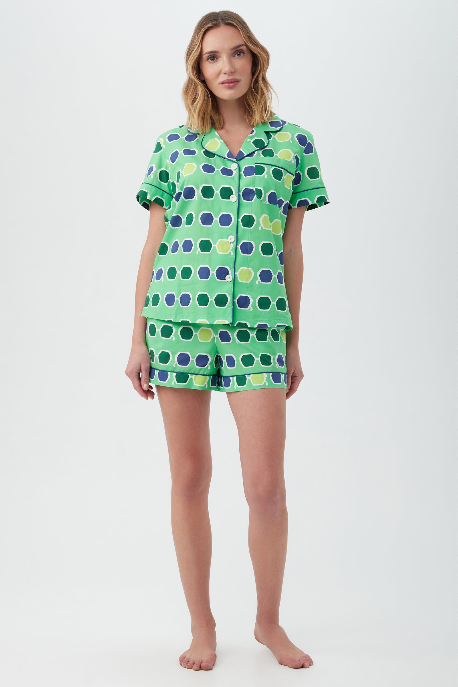 Sunglasses Women's Short Sleeve Shorty Poplin PJ Set - decent-life