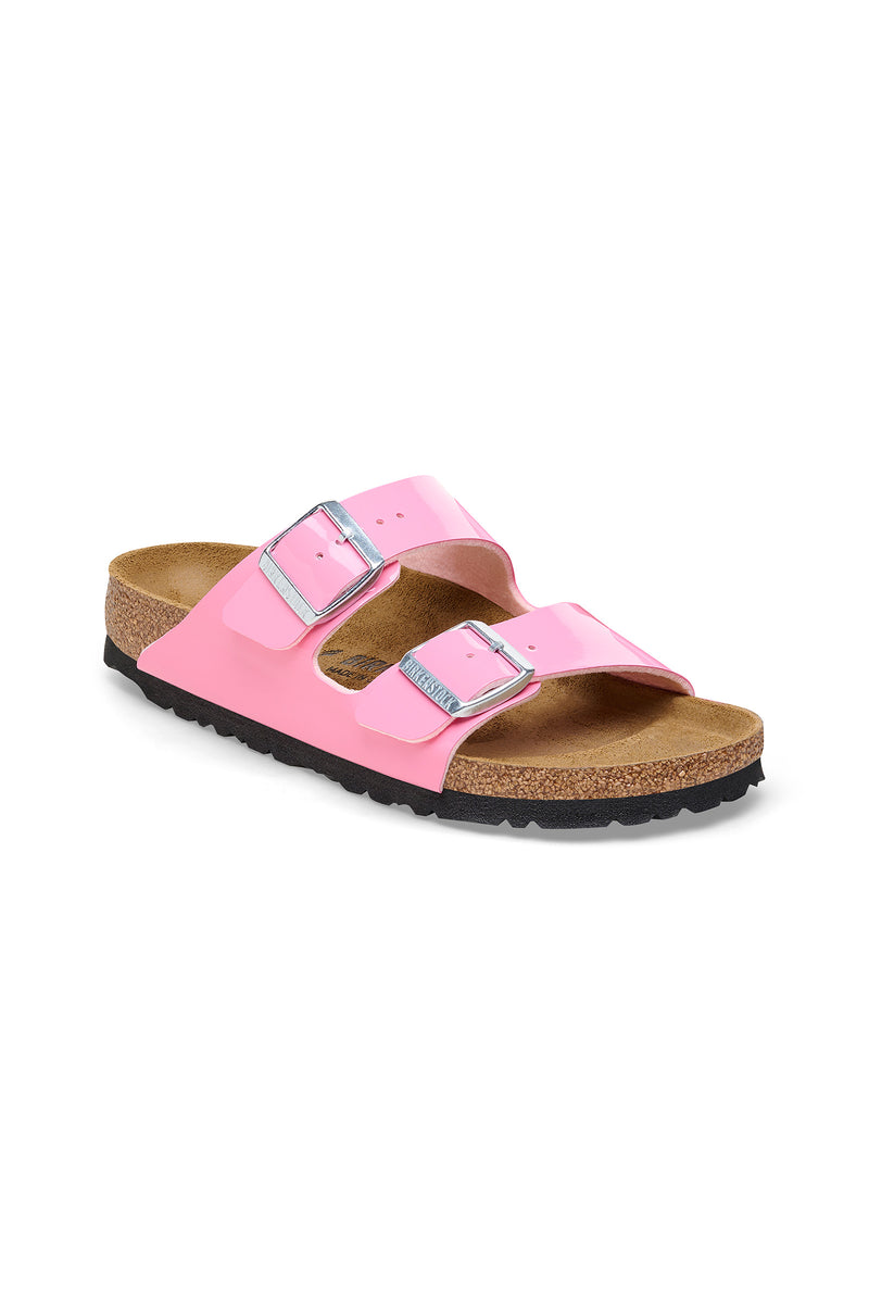 WOMEN'S ARIZONA BIRKO-FLOR PINK PATENT LEATHER SANDAL in CANDY