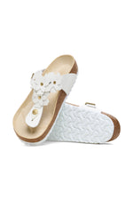 WOMEN'S GIZEH WHITE LEATHER FLOWER THONG SANDAL in WOMEN'S GIZEH WHITE LEATHER FLOWER THONG SANDAL additional image 2