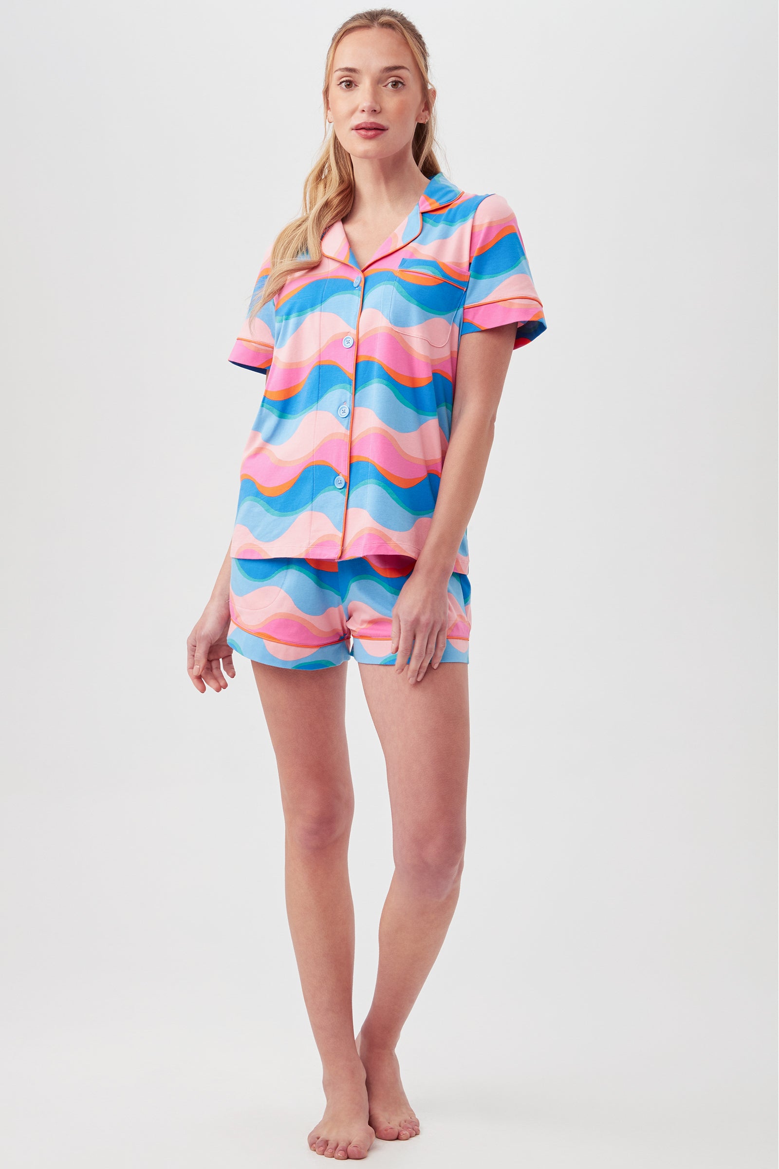 New Wave Women's Short Sleeve Shorty Jersey PJ Set