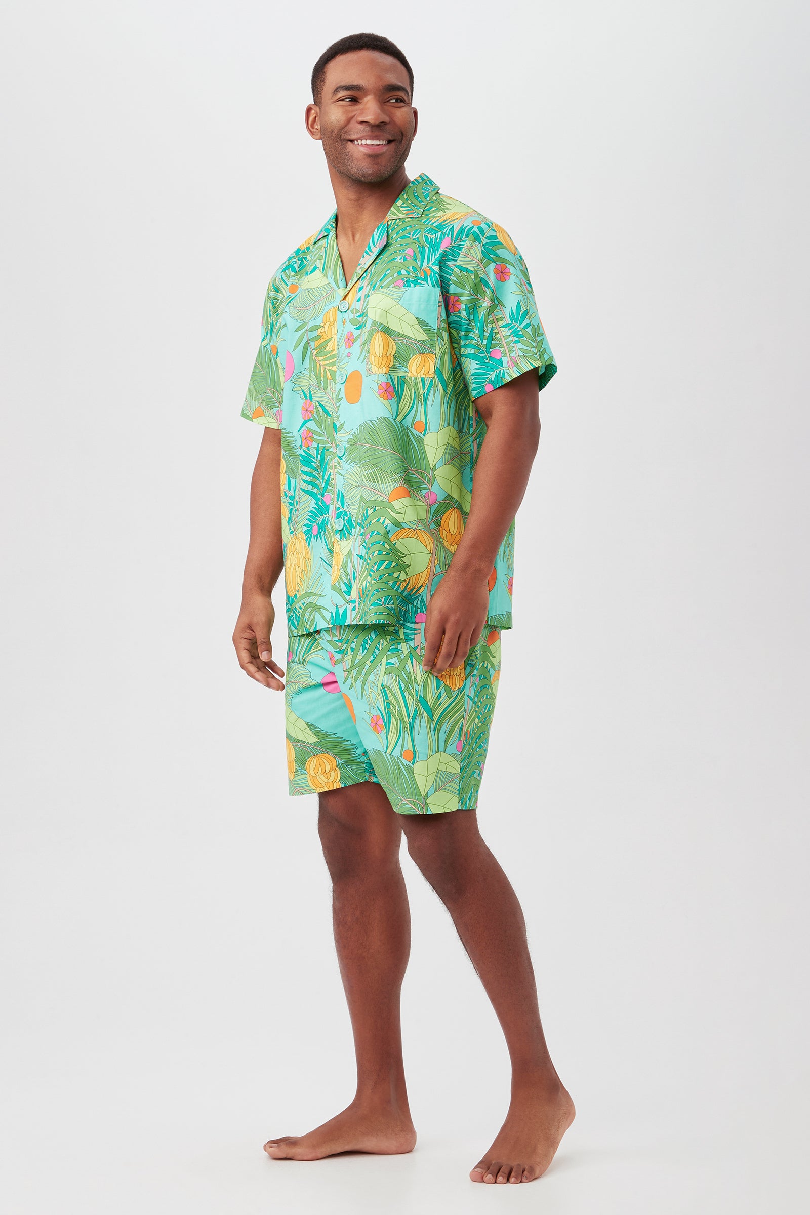 Going Bananas Men's Short Sleeve Boxer Short Poplin PJ Set