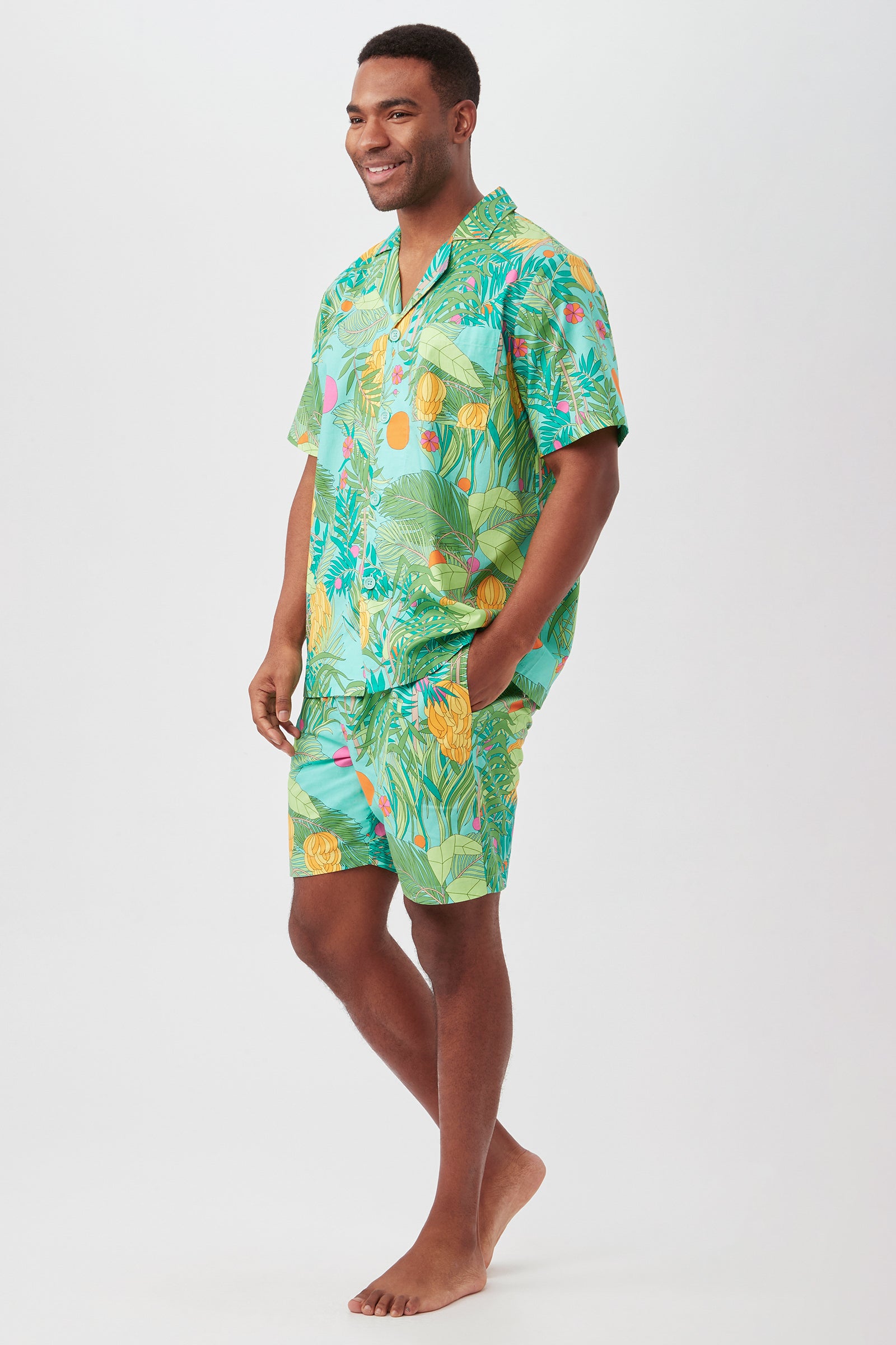 Going Bananas Men's Short Sleeve Boxer Short Poplin PJ Set
